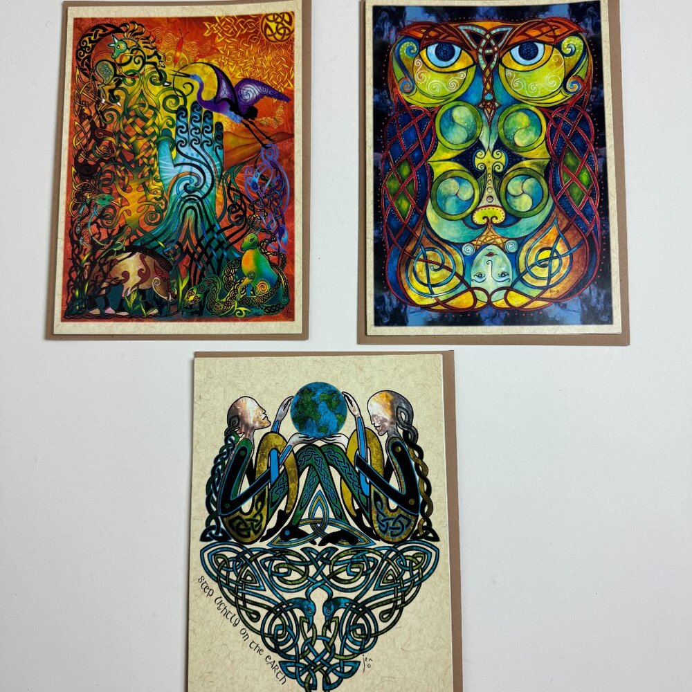 NEW Inspiration Magic Celtic Mandala ART Blank Greeting Cards Set 3  Jen Delyth